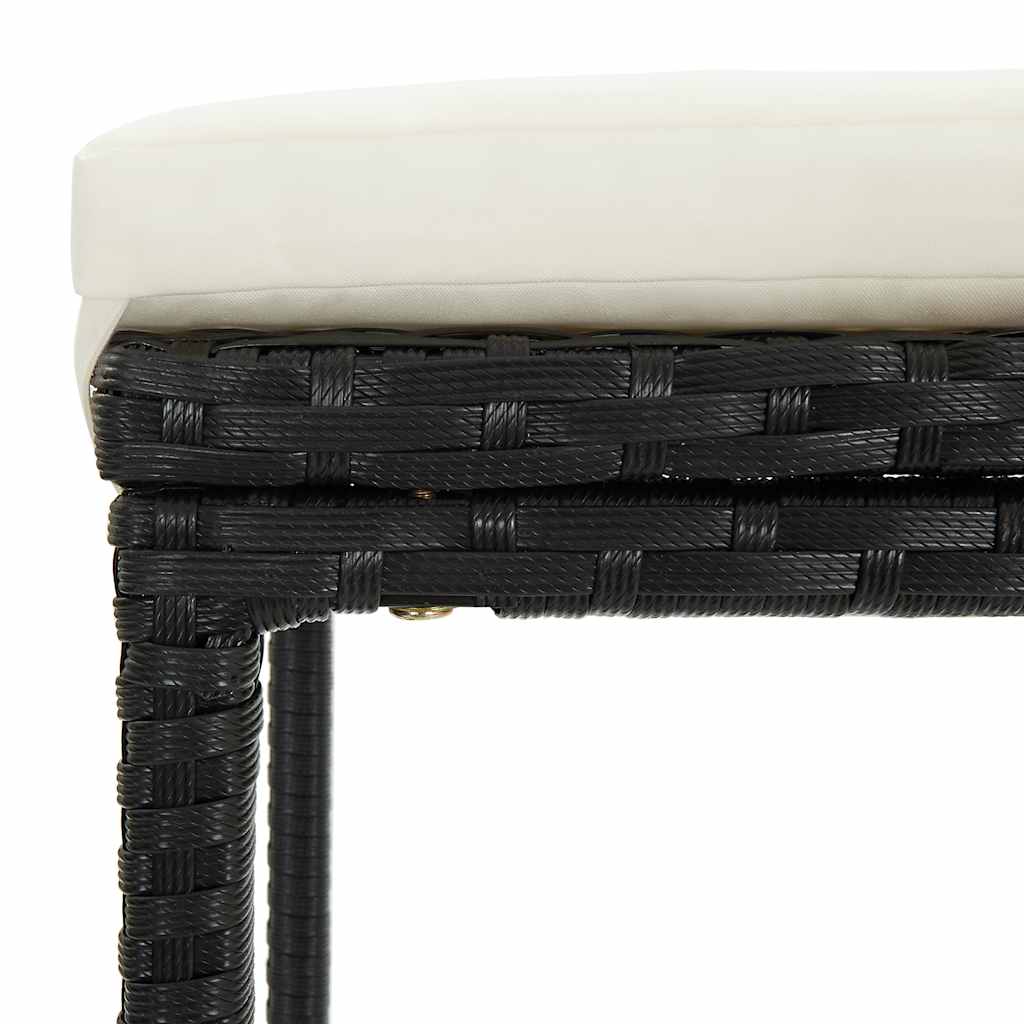 barstole med hynder 4 stk. polyrattan sort
