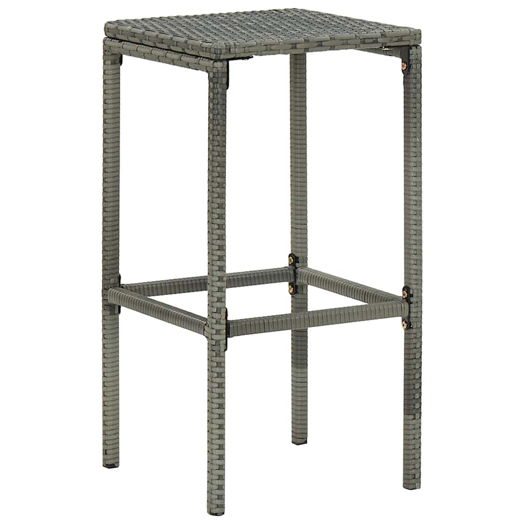 barstole med hynder 4 stk. polyrattan grå