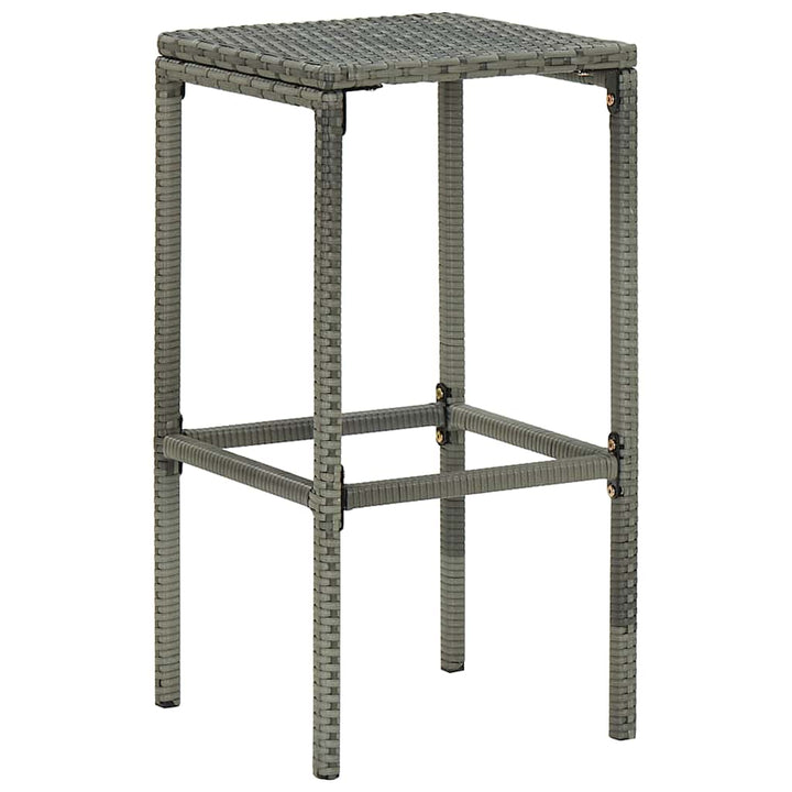 barstole med hynder 4 stk. polyrattan grå