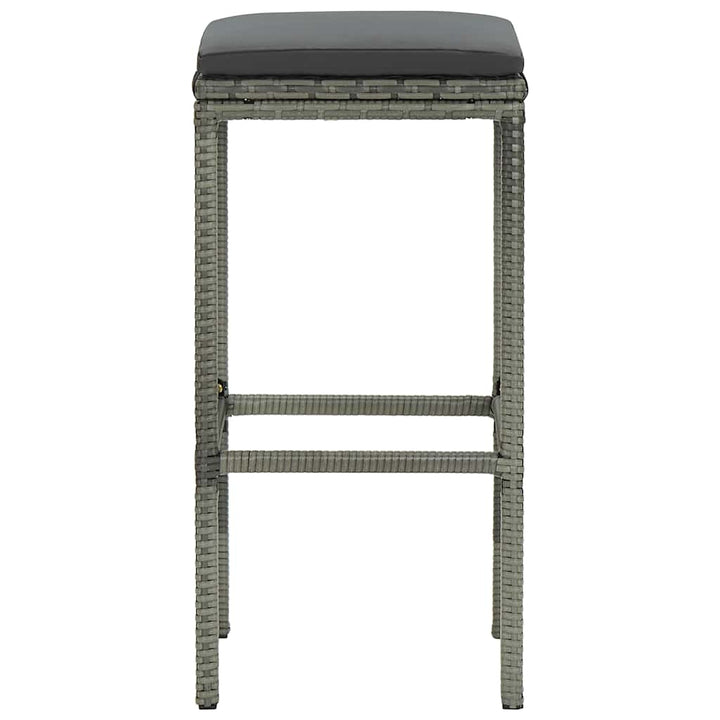 barstole med hynder 4 stk. polyrattan grå