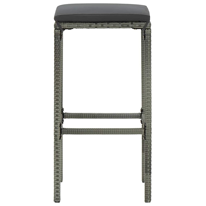 barstole med hynder 4 stk. polyrattan grå