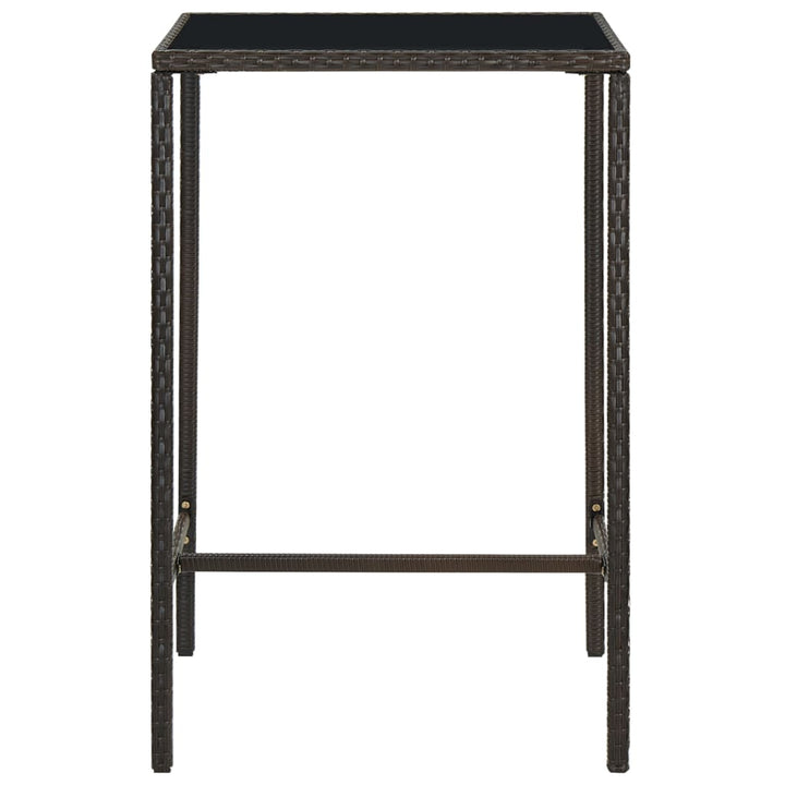 barbord til haven 70x70x110 cm polyrattan og glas brun