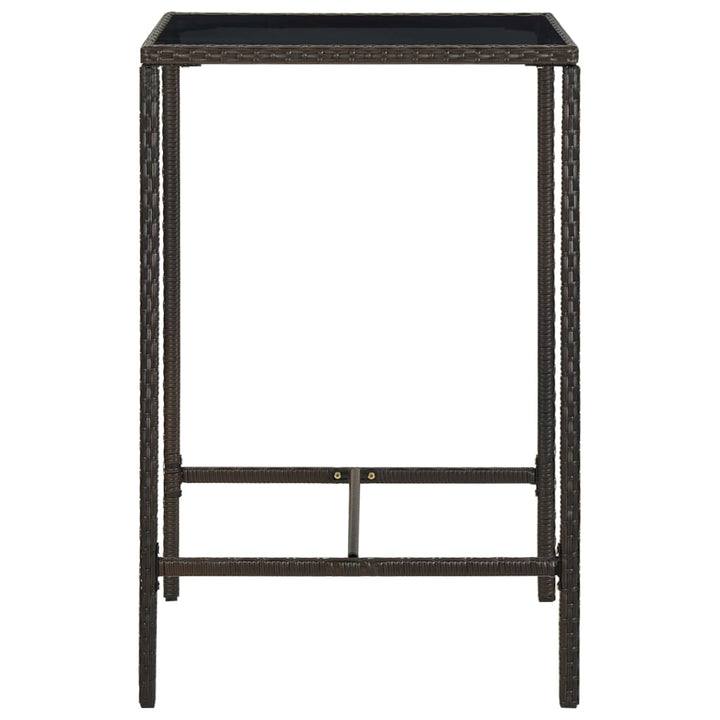 barbord til haven 70x70x110 cm polyrattan og glas brun