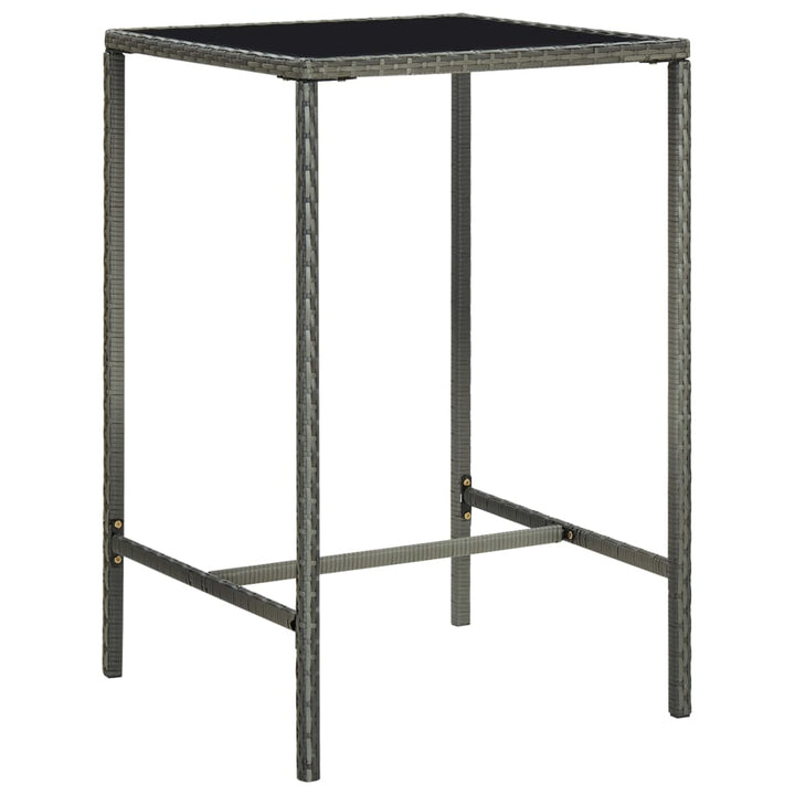 barbord til haven 70x70x110 cm polyrattan og glas grå