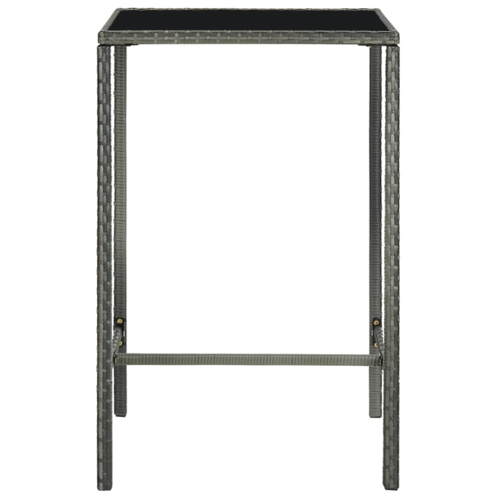 barbord til haven 70x70x110 cm polyrattan og glas grå