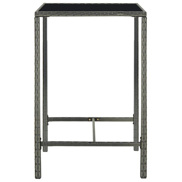 barbord til haven 70x70x110 cm polyrattan og glas grå