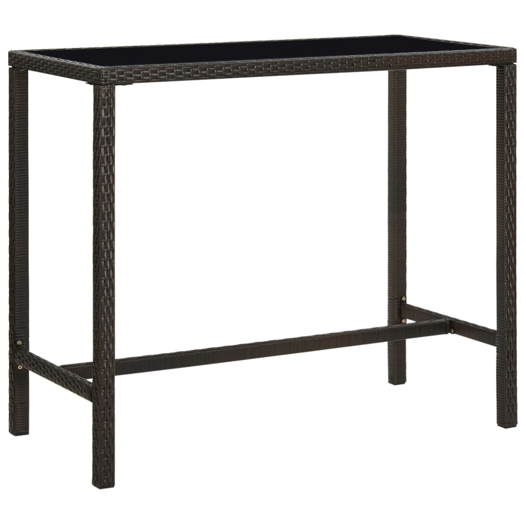 barbord til haven 130x60x110 cm polyrattan og glas brun