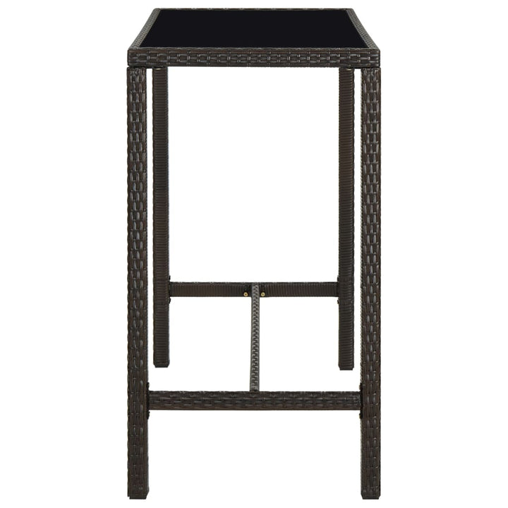 barbord til haven 130x60x110 cm polyrattan og glas brun