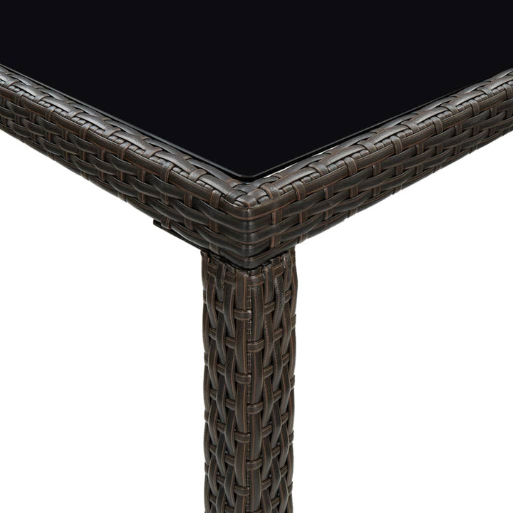 barbord til haven 130x60x110 cm polyrattan og glas brun