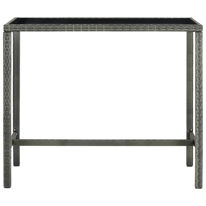 barbord til haven 130x60x110 cm polyrattan og glas grå