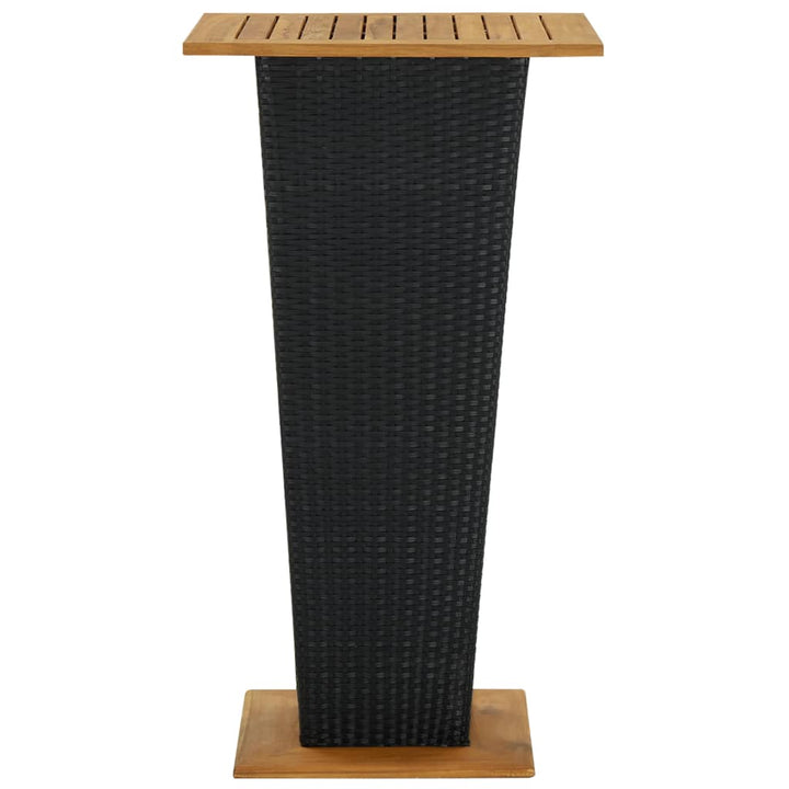 barbord 60x60x110 cm polyrattan og massivt akacietræ sort