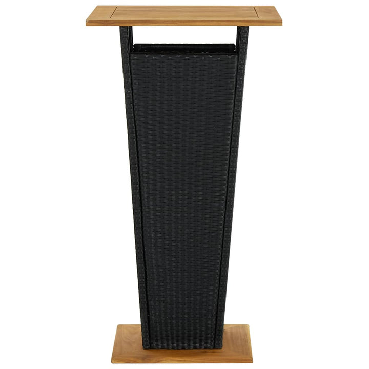 barbord 60x60x110 cm polyrattan og massivt akacietræ sort