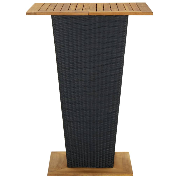 barbord 80x80x110 cm polyrattan og massivt akacietræ sort