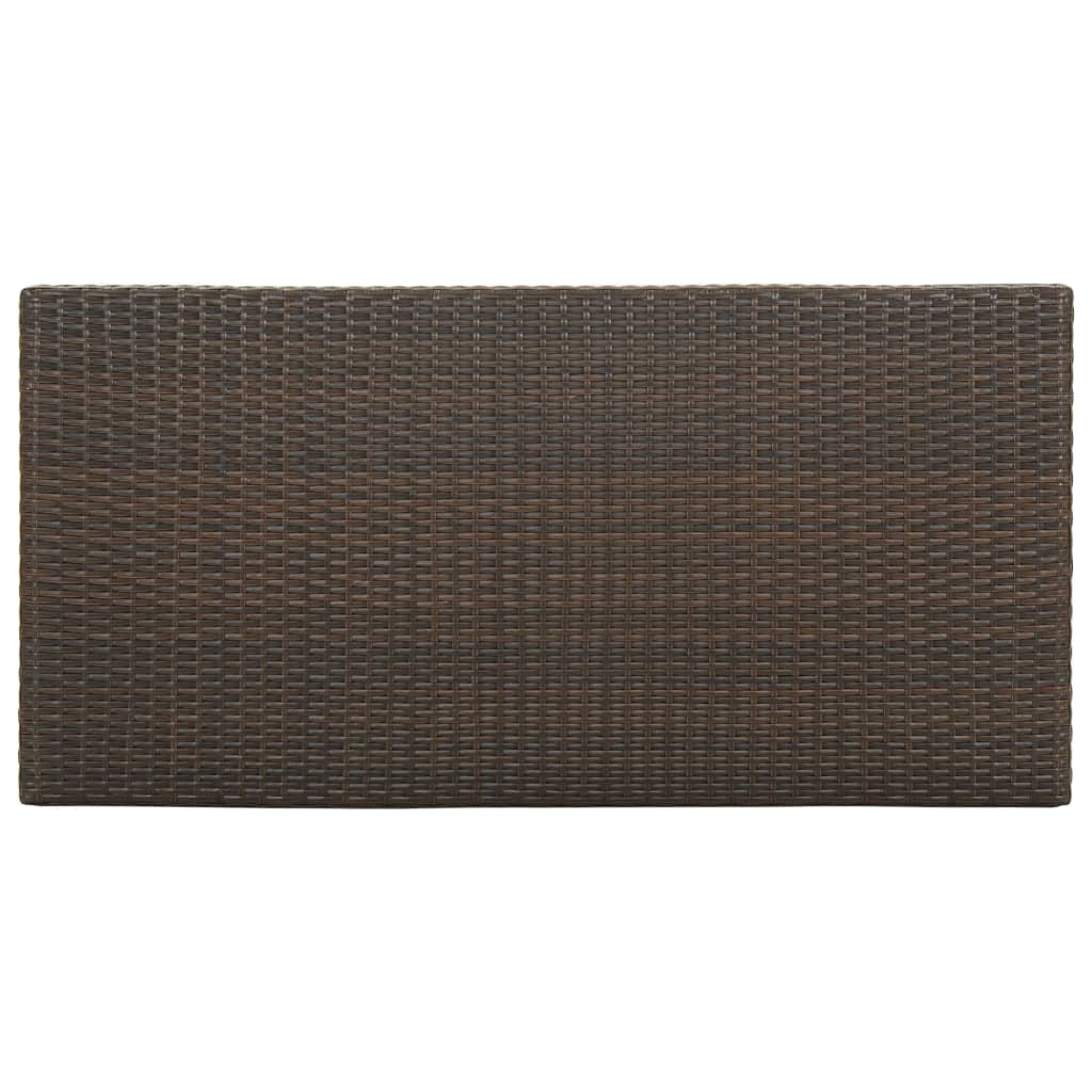 barbord med opbevaringsstativ 120x60x110 cm polyrattan brun