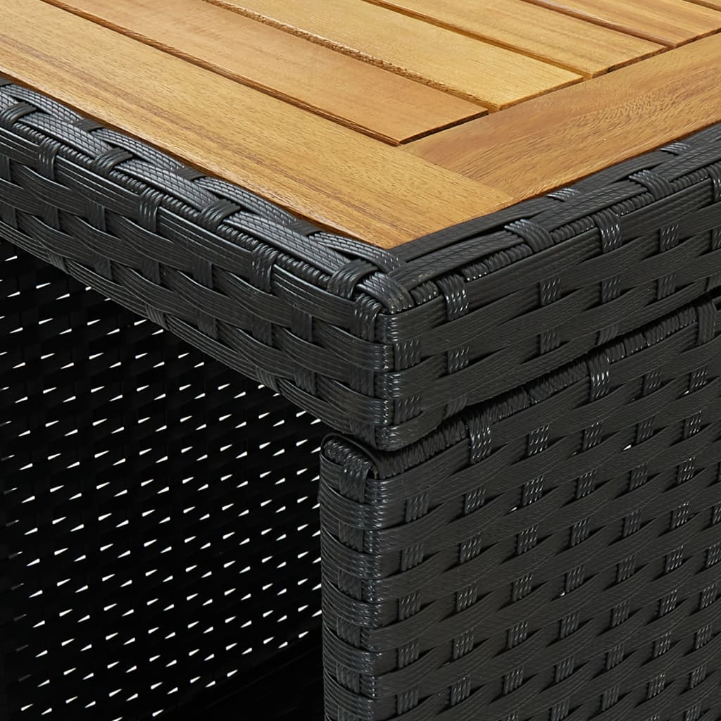 barbord med opbevaringsstativ 120x60x110 cm polyrattan sort