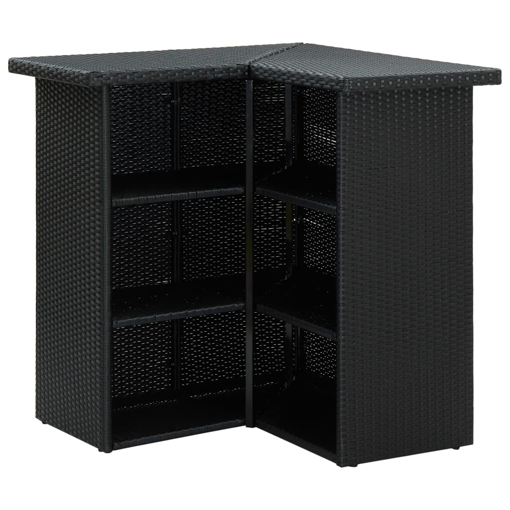 hjørnebarbord 100x50x105 cm polyrattan sort