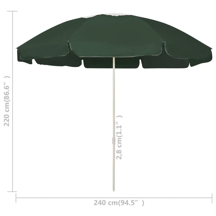 strandparasol 240 cm grøn