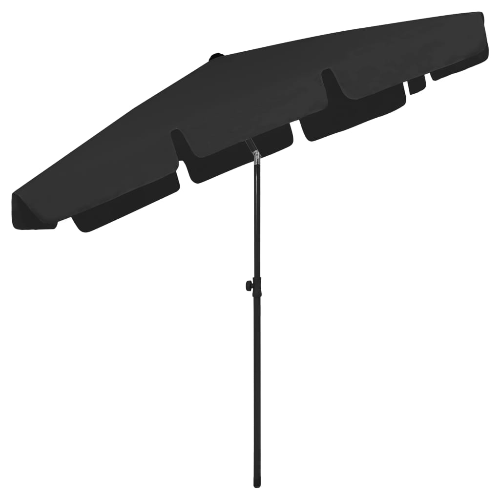 strandparasol 200x125 cm sort