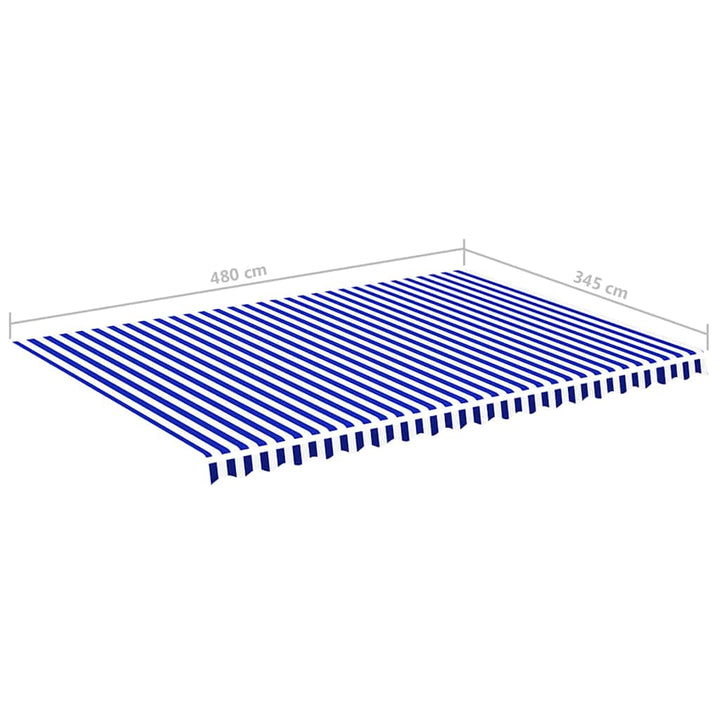 udskiftningsdug til markise 5x3,5 m blå og hvid