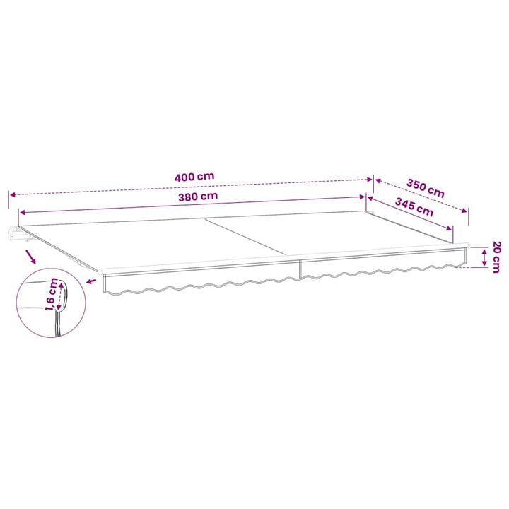 udskiftningsdug til markise 400x350 cm polyester cremefarvet