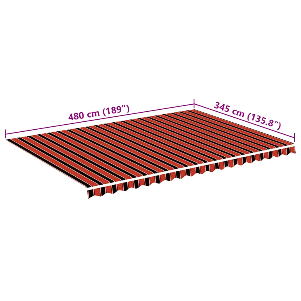 udskiftningsdug til markise 5x3,5 m orange og brun