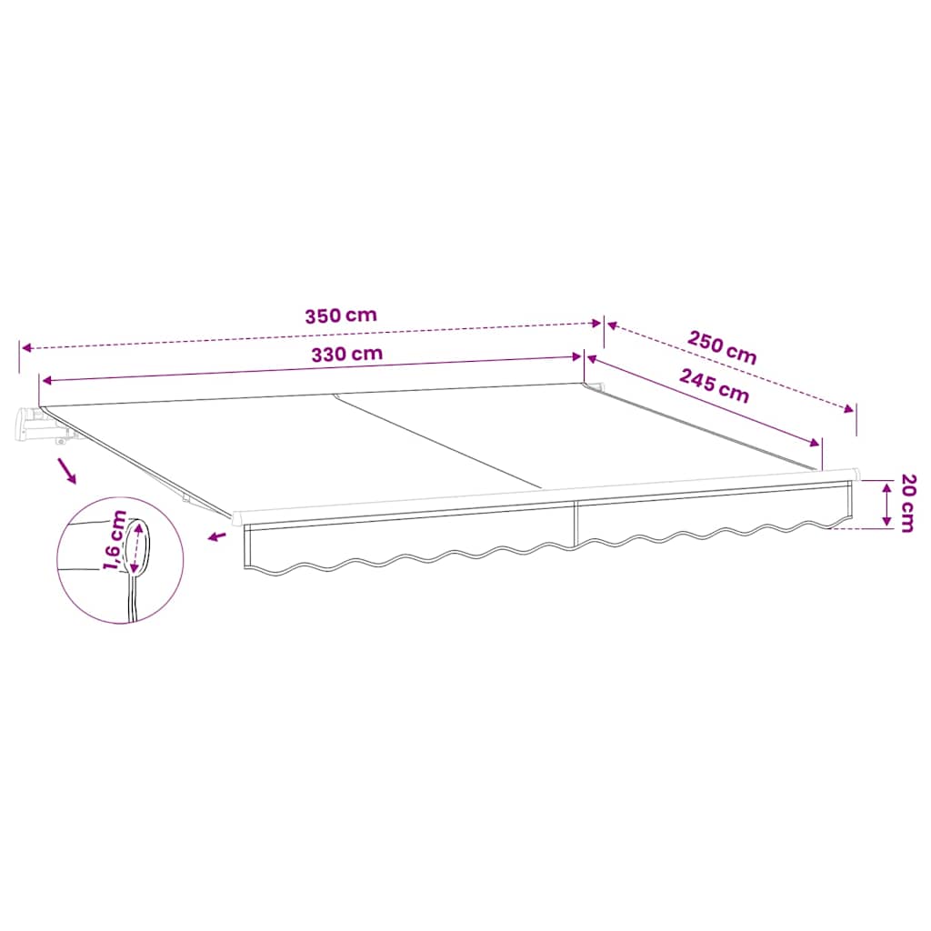 udskiftningsdug til markise 350x250 cm polyester brun