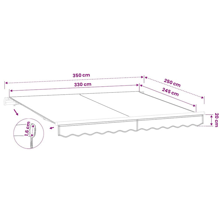 udskiftningsdug til markise 350x250 cm polyester brun