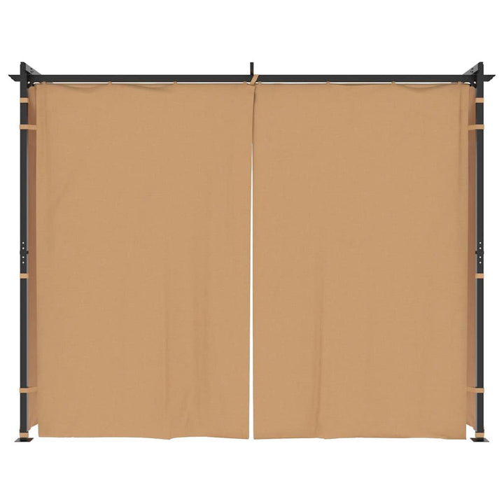 pavillon med gardiner 3x3 m stål gråbrun