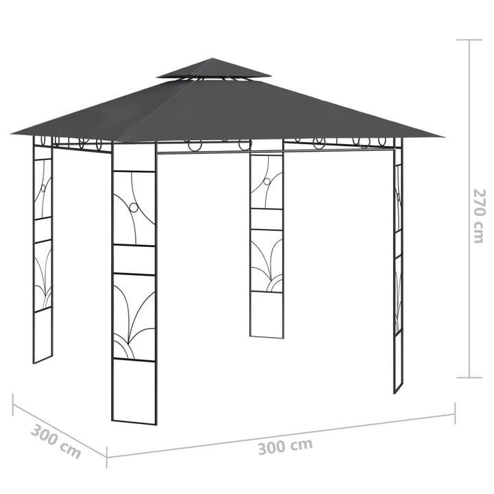 pavillon 3x3x2,7 m 160 g/m² antracitgrå