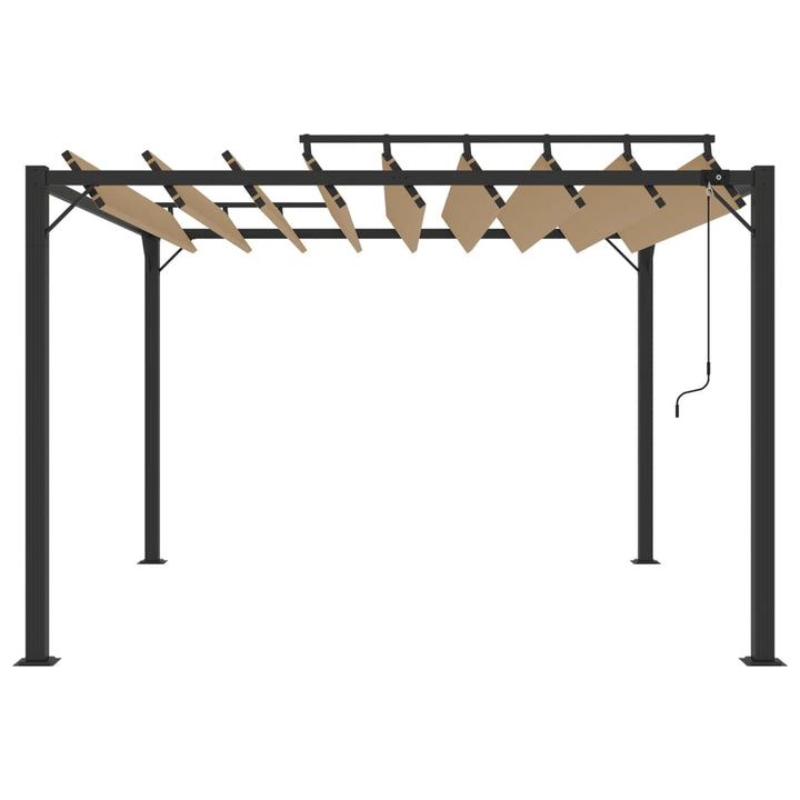 pavillon med lameltag 3x3 m aluminium og stof gråbrun