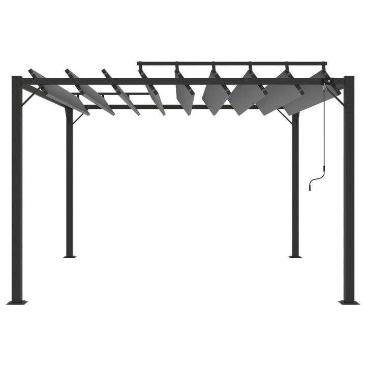 pavillon med lameltag 3x3 m aluminium og stof antracitgrå
