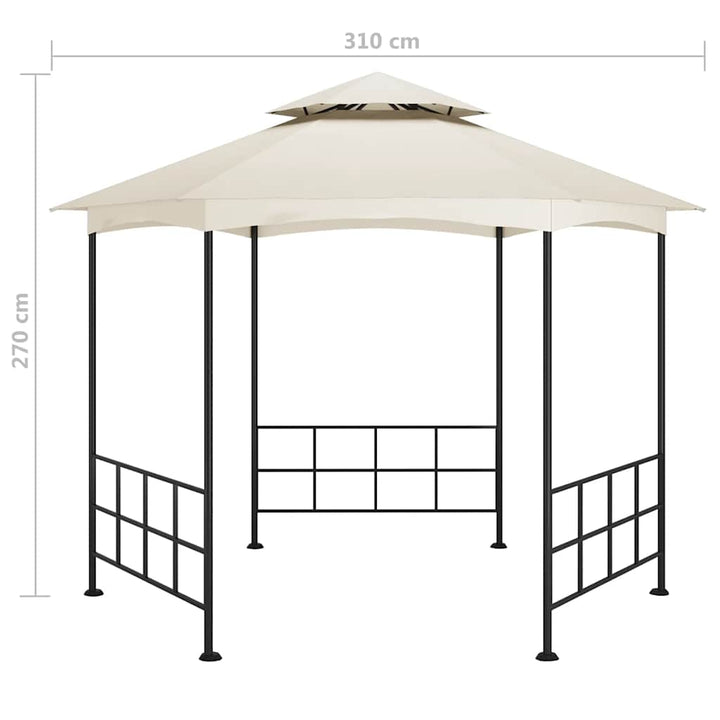 pavillon med sidevægge 3,1x2,7 m cremefarvet