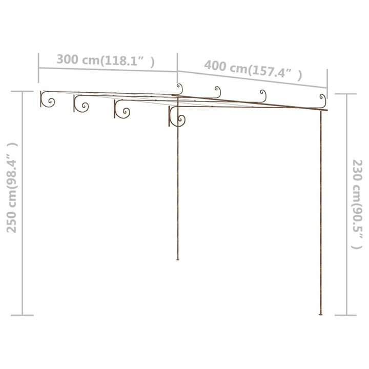 pergola 4x3x2,5 m jern antikbrun