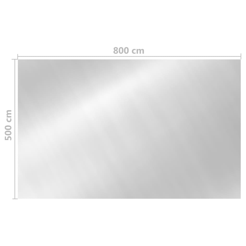 rektangulært poolovertræk 800x500 cm PE sølvfarvet