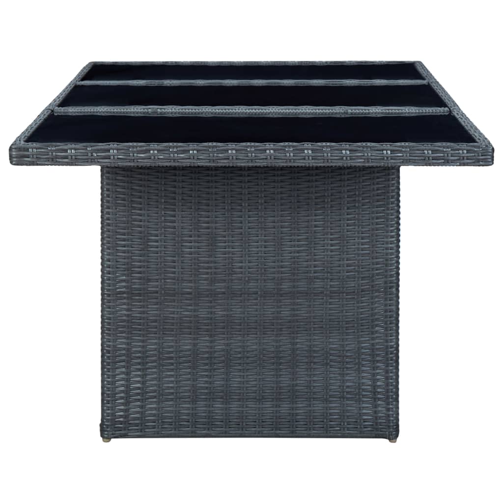 havebord polyrattan og hærdet glas mørkegrå