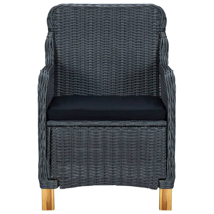 havestole med hynder 2 stk. polyrattan mørkegrå