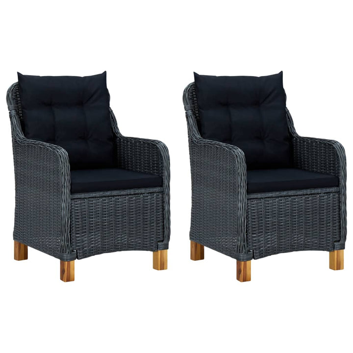 havestole med hynder 2 stk. polyrattan mørkegrå