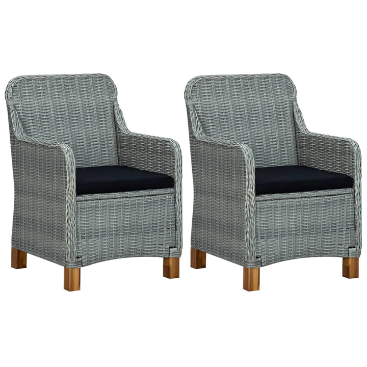 havestole med hynder 2 stk. polyrattan lysegrå
