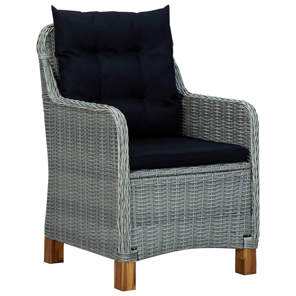 havestole med hynder 2 stk. polyrattan lysegrå