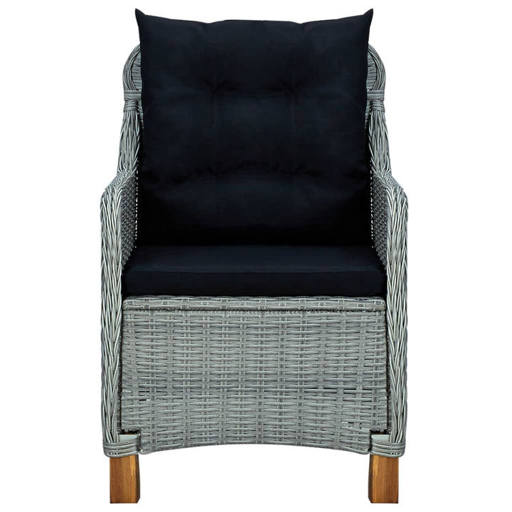 havestole med hynder 2 stk. polyrattan lysegrå