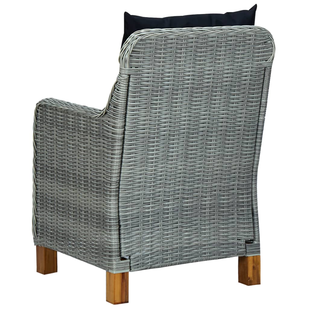 havestole med hynder 2 stk. polyrattan lysegrå