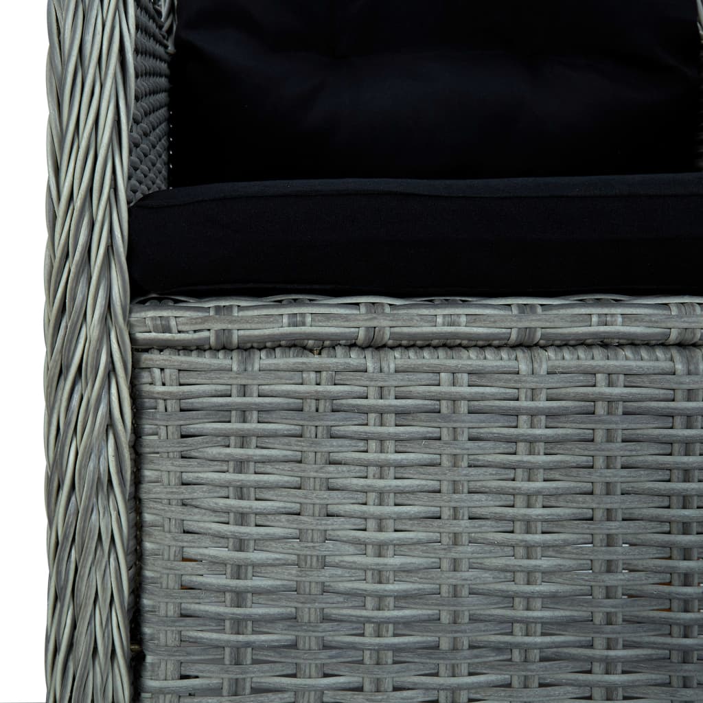 havestole med hynder 2 stk. polyrattan lysegrå