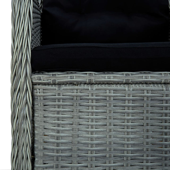 havestole med hynder 2 stk. polyrattan lysegrå