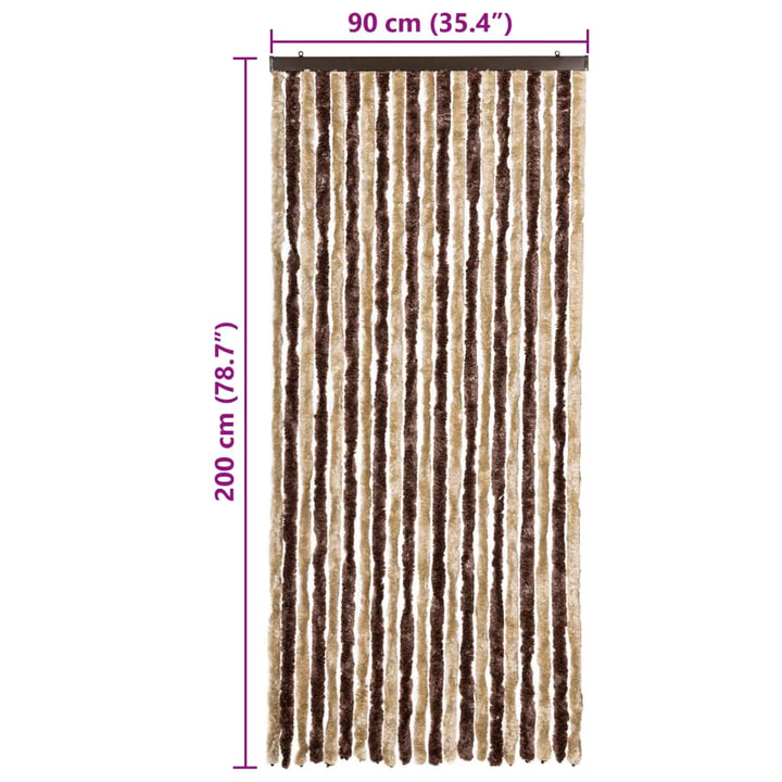 insektgardin 90x200 cm chenille beige og lysebrun