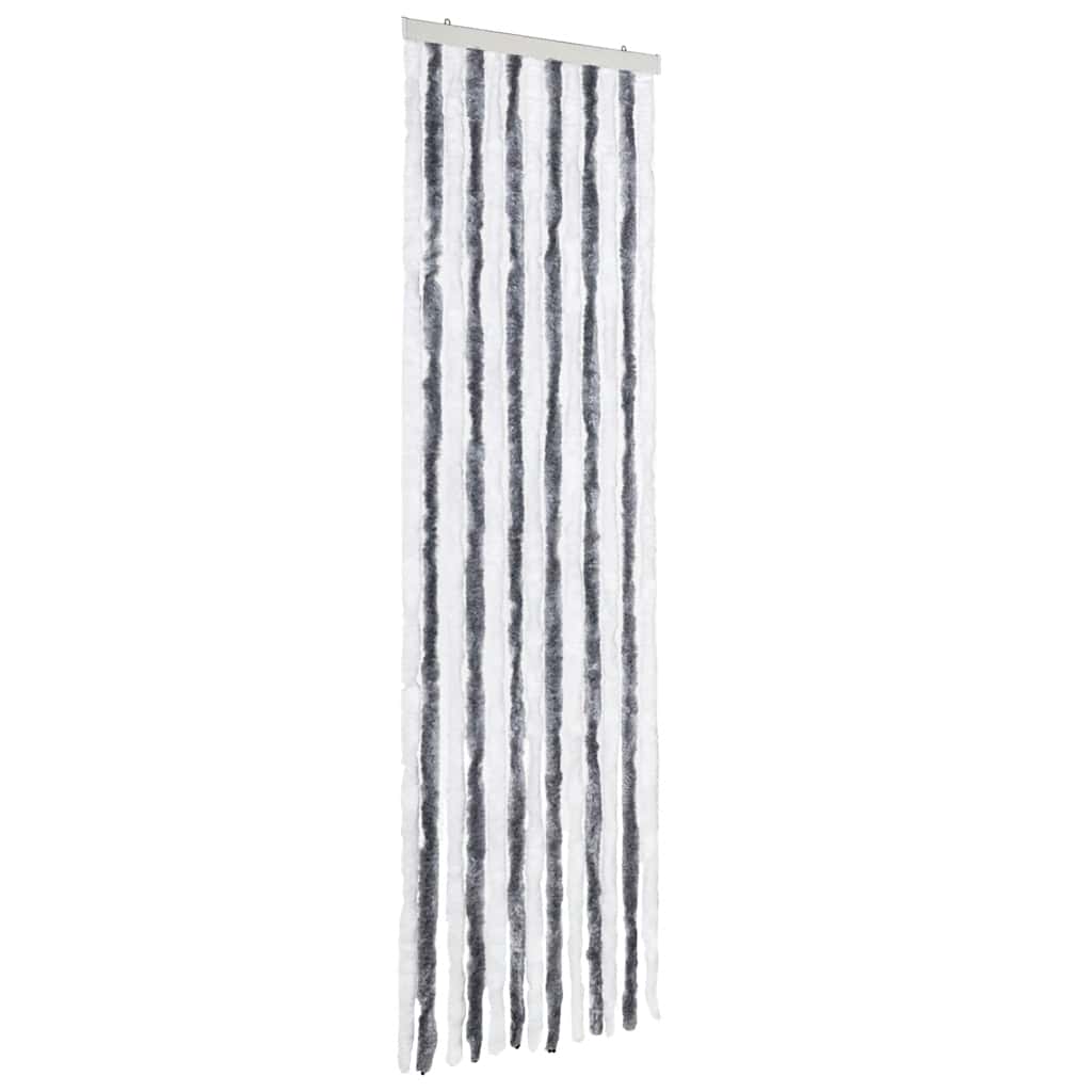 insektgardin 56x200 cm chenille grå og hvid