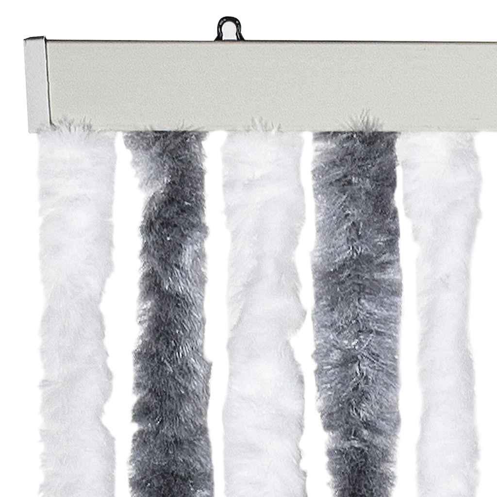 insektgardin 56x200 cm chenille grå og hvid