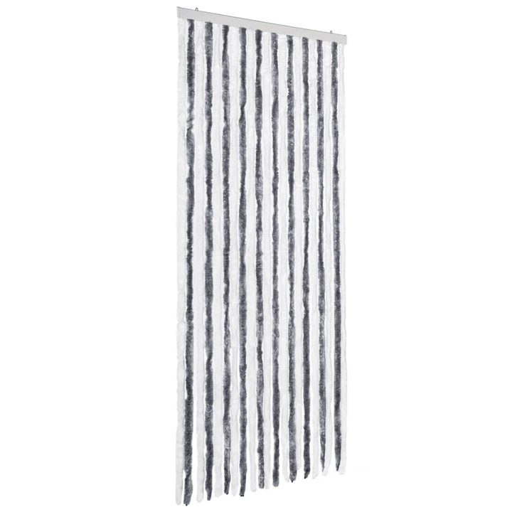 insektgardin 90x200 cm chenille grå og hvid