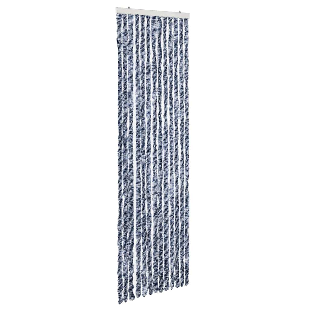 insektgardin 56x200 cm chenille blå og hvid
