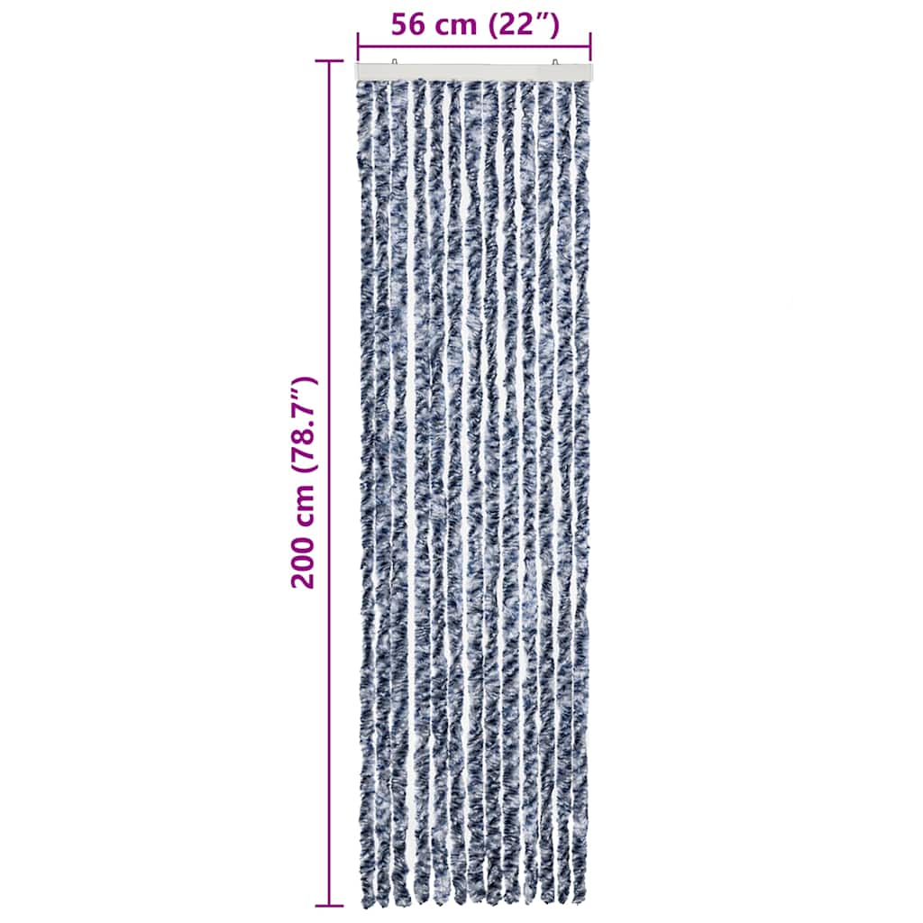 insektgardin 56x200 cm chenille blå og hvid