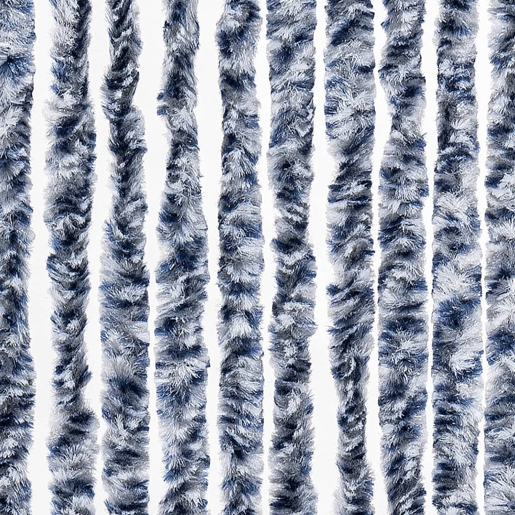insektgardin 90x200 cm chenille blå og hvid